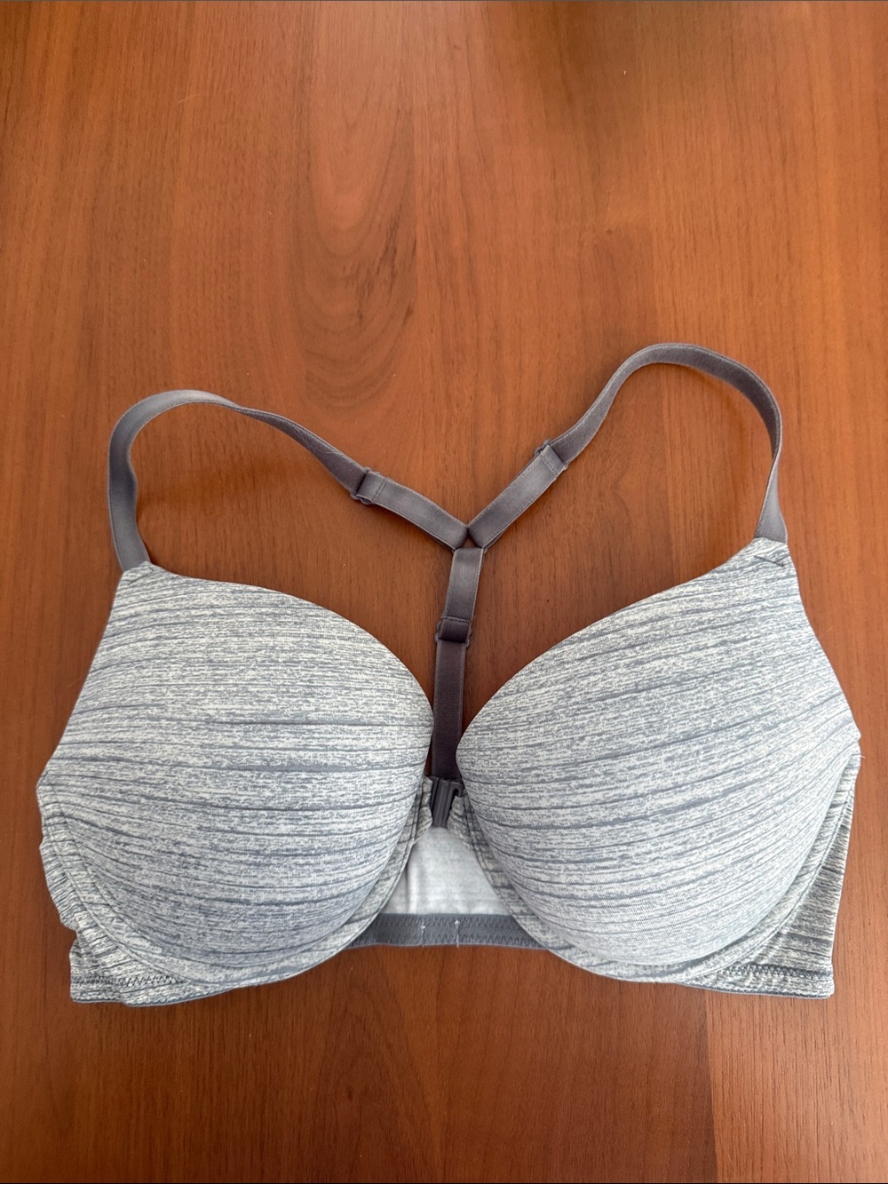 PINK Victoria's Secret Heather Gray Racerback Wear Everywhere Push Up Bra